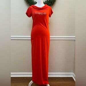 NWT Bebe Maxi Dress with Lace-up Back Size L